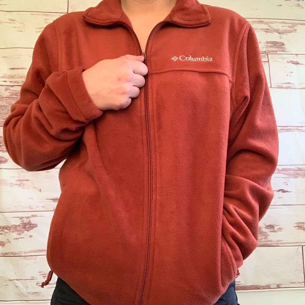 Burnt orange Columbia fleece zip up sweater